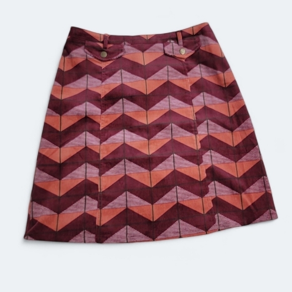 Flying Tomato Burgundy & Orange Fall Colors Geometric Print Skirt Size Medium - Picture 14 of 14